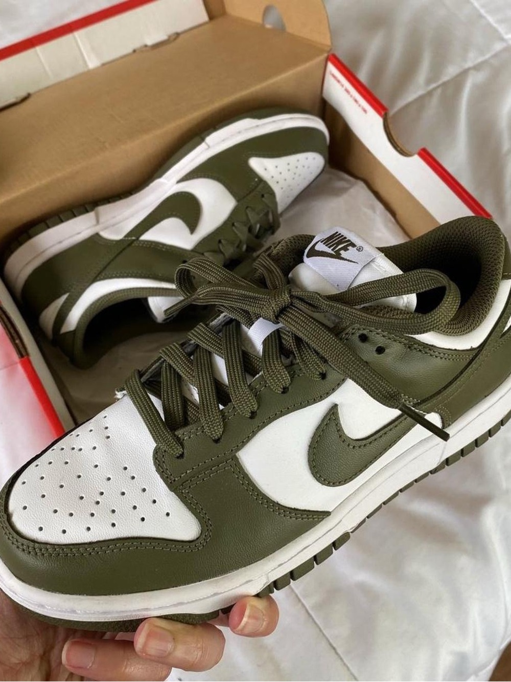 Nike Dunk Low Sneakers — Olive Green / White